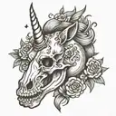 unicorn skull holy Trinity  tattoo design idea