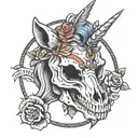 unicorn skull holy Trinity  tattoo design idea