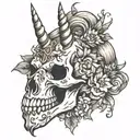 unicorn skull holy Trinity  tattoo design idea