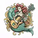 A punk rock themed tattoo featuring a mermaid playing a guitar underwater tattoo design idea