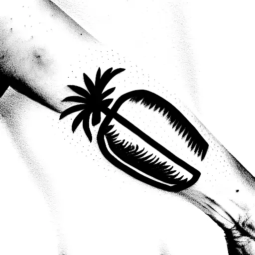 Sunset with palm trees and a bottle of beer tattoo design idea