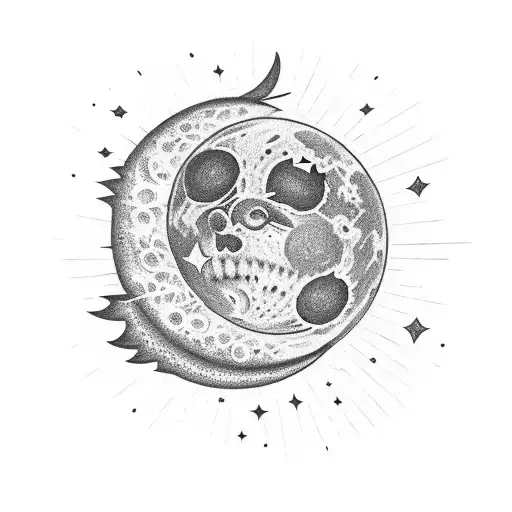 un sol una luna y una estrella todo separado en línea recta sencillo dibujo  tattoo design idea