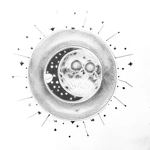 un sol una luna y una estrella  tattoo design idea