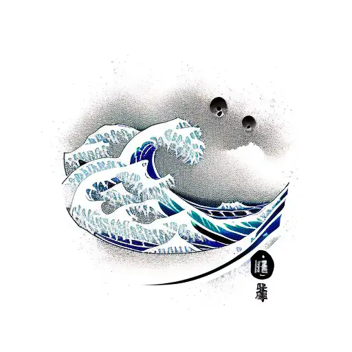 Japanese wave shoulder tattoo design idea