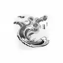 Japanese wave shoulder tattoo design idea