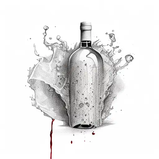spilled bottle of wine tattoo design idea
