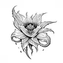 Dagger with spider lilly  tattoo design idea