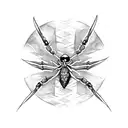 Dagger with spider lilly  tattoo design idea