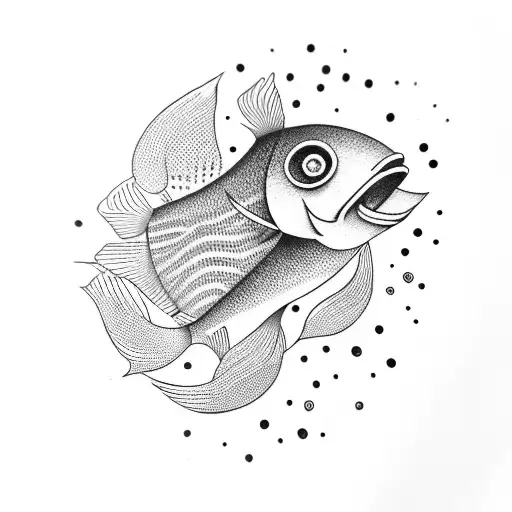 flat geometric minimal fish tattoo design idea