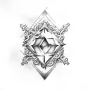 17 in roman numerals with an aquamarine stone tattoo design idea