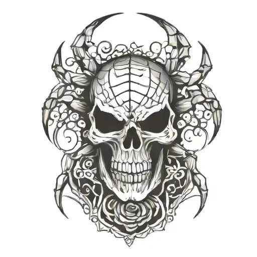 skull spider tattoo design idea