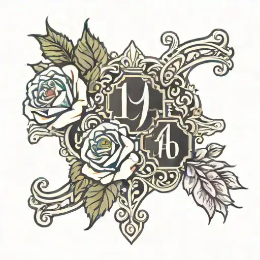 cross tattoo with roses and number 1946 with the word jaja  tattoo design idea
