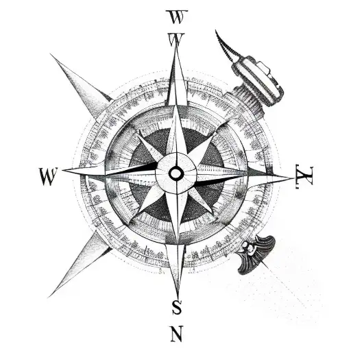 Compass with Arrow through it tattoo design idea