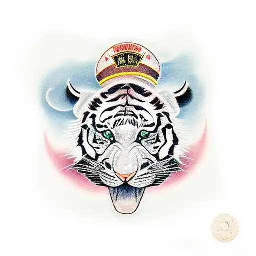 Baby with tiger hat funny tattoo design idea