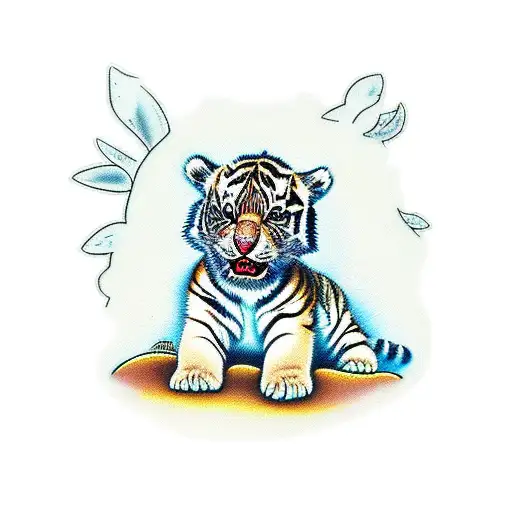 Baby whit tiger costume tattoo design idea