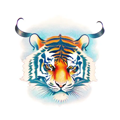 Children, tiger, funny tattoo design idea