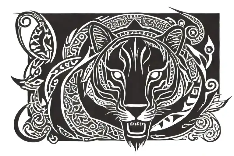 A stylized animal, such as a wolf, lion, or snake, that symbolizes strength and mystery. tattoo design idea