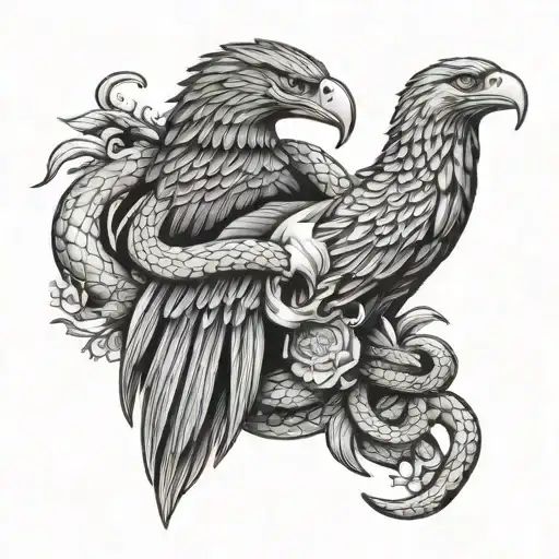 Mexican Snake and eagle tattoo design idea