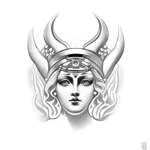 the goddess Themis with a band in the eyes tattoo design idea
