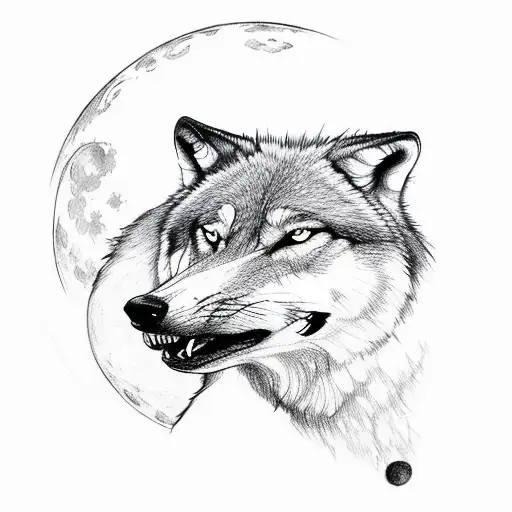 wolf howling at the moon on mountains tattoo design idea