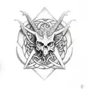 A dragon skull with celtic runes embedded in its bones, embodying the client's passion for both mystical creatures and ancient cultures tattoo design idea