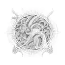 A futuristic dragon intertwined with celtic knots and motifs, symbolizing the balance between tradition and innovation tattoo design idea
