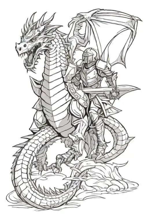 Dragon fighting knight  tattoo design idea