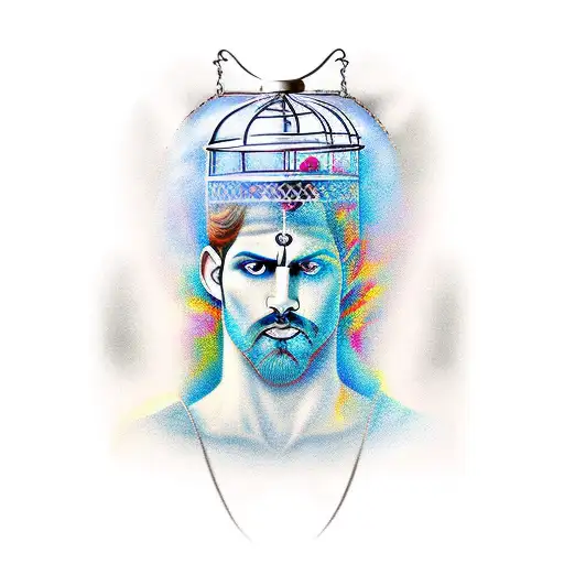 greek god in a cage  tattoo design idea