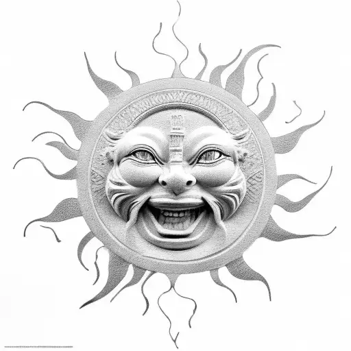 sun and clouds with a sculpture tattoo design idea