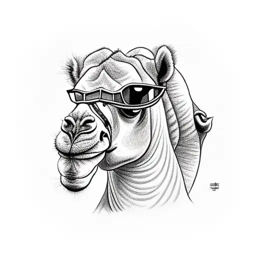 a tattoo of a camel taking selfie sunglasses tattoo design idea