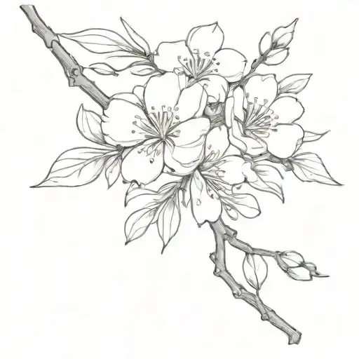 A minimalist tattoo of a blooming almond blossom tattoo design idea