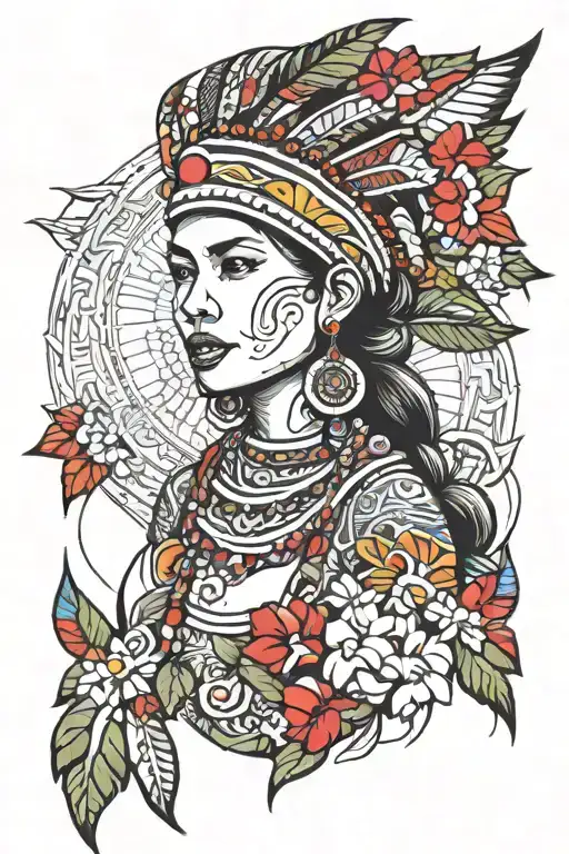 indigenous colombian woman tradition tattoo design idea