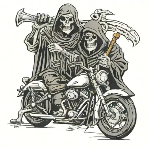 biker giving the grim reaper the middle finger  tattoo design idea