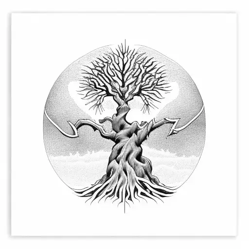 Grim Reaper tree of life tattoo design idea
