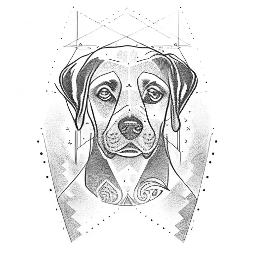 illuminati with black labrador tattoo design idea