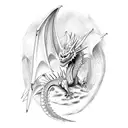 medieval battle with dragon tattoo design idea