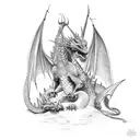 medieval battle with dragon tattoo design idea