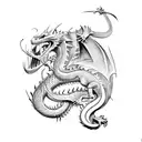 medieval battle with dragon tattoo design idea