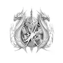 medieval battle with dragon tattoo design idea