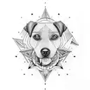 illuminati with black labrador tattoo design idea