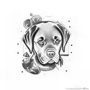 illuminati with black labrador tattoo design idea