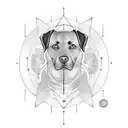 illuminati with black labrador tattoo design idea