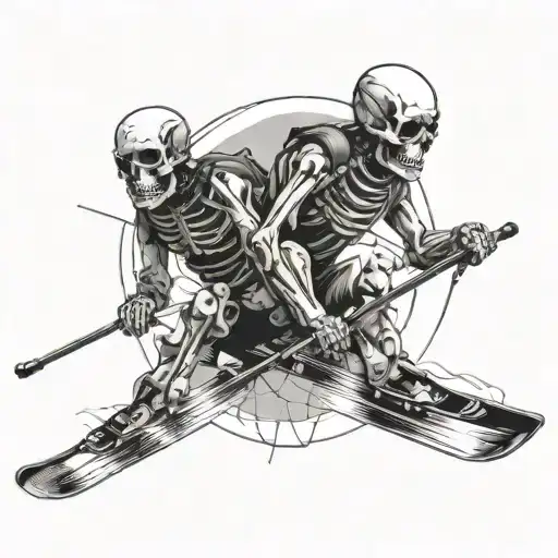 minimalism, skeleton, skiing, aesthetics tattoo design idea
