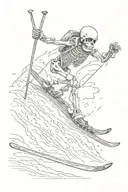 The skeleton is skiing tattoo design idea