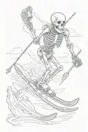 The skeleton is skiing tattoo design idea