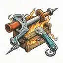 carpentry tools Forge fire electricity flowing tattoo design idea