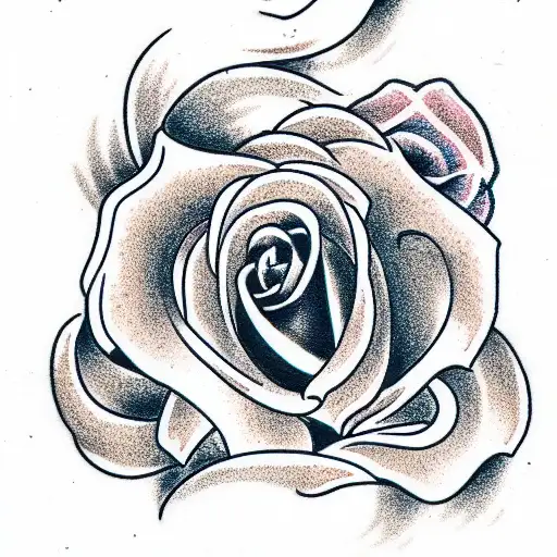 traditional rose tattoo stencil