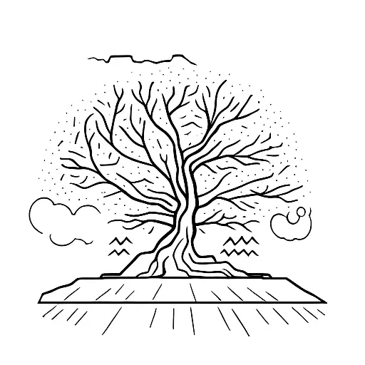 A tree growing from a cracked stone, symbolizing strength and resilience tattoo design idea