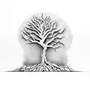 A tree growing from a cracked stone, symbolizing strength and resilience tattoo design idea