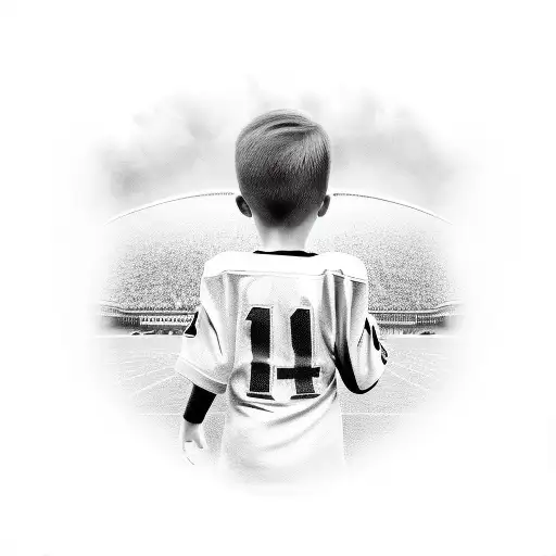 little kid in footballstadium tattoo design idea